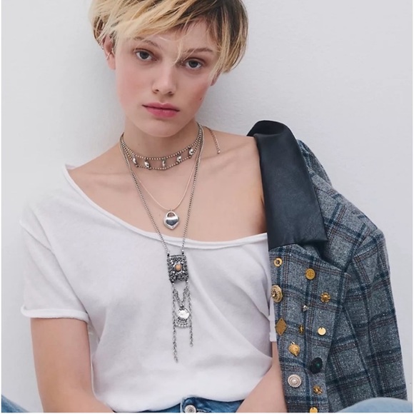 Free People Jewelry - NWT Free People For What It's Worth Layered Necklace on Gold & Turquoise Combo